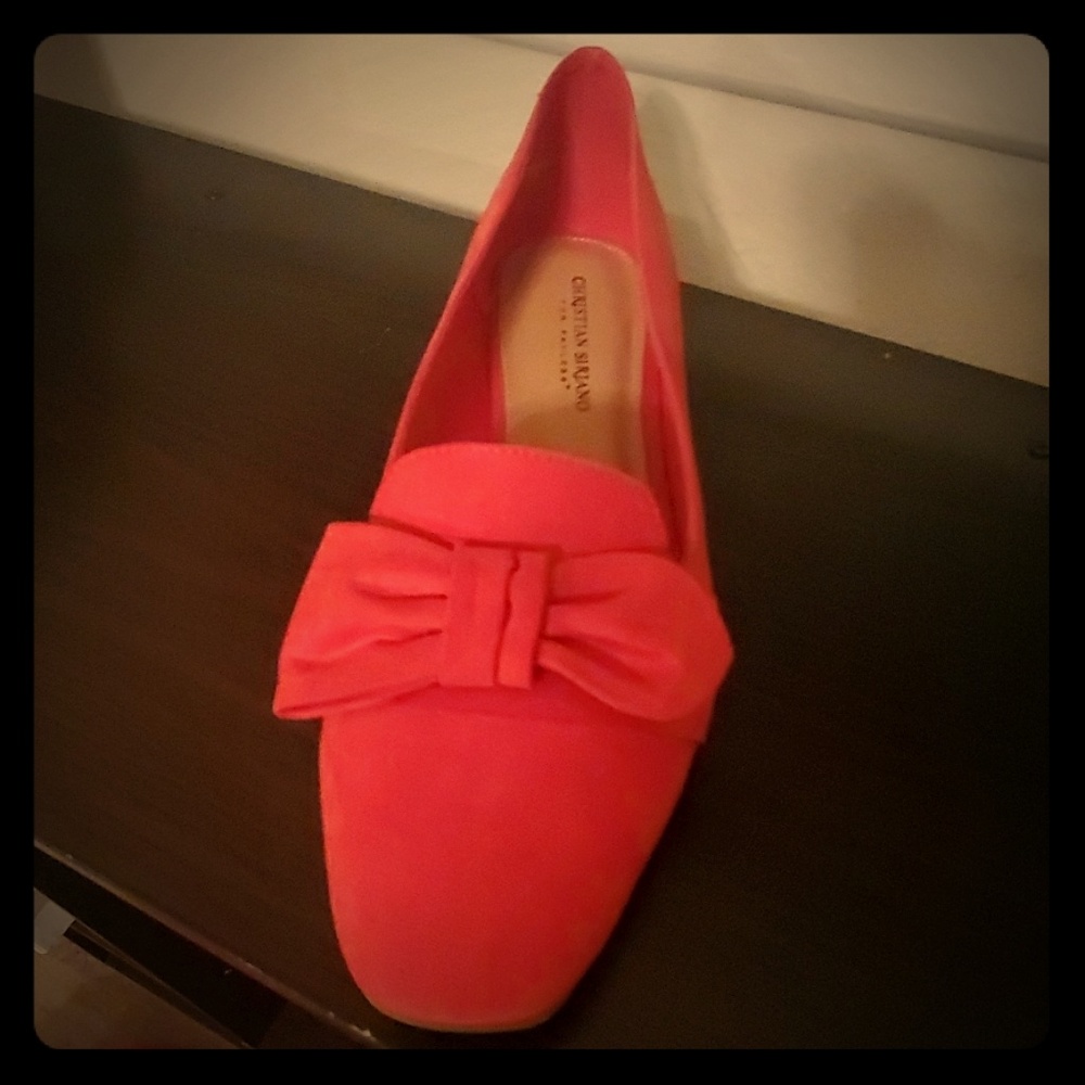 Red bow flats/loafers